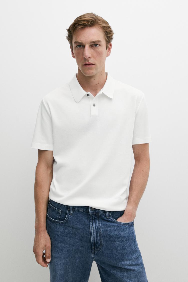 100% cotton short sleeve polo shirt — White
