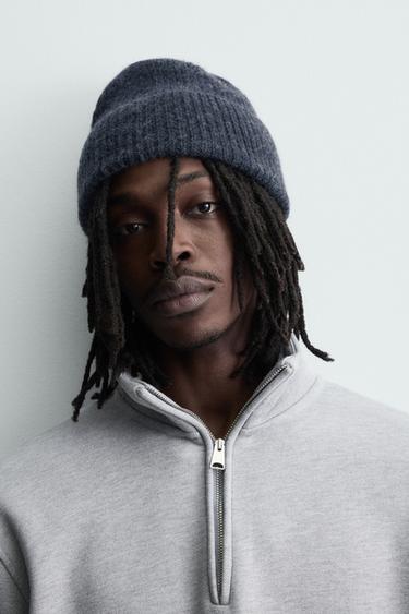 قبعة محبوكة 100% صوف - بحري by Zara - Image 0