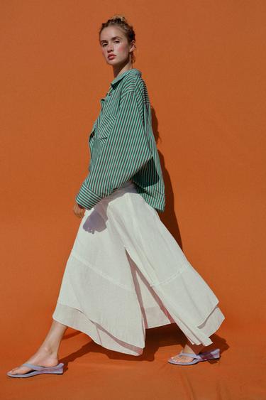 ASYMMETRIC RUSTIC FABRIC SKIRT - Ecru by Zara - Image 6