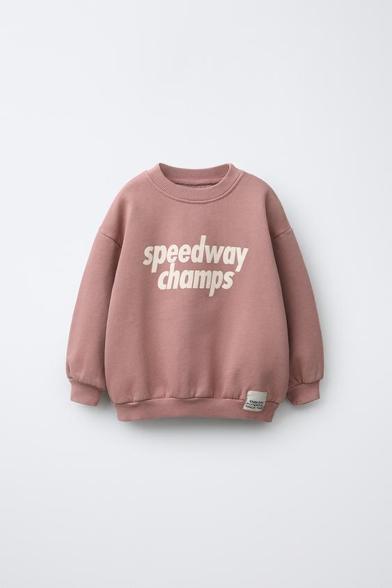 SUDADERA ESTAMPADA TEXTO - Rosa empolvado de Zara - Imagen 0