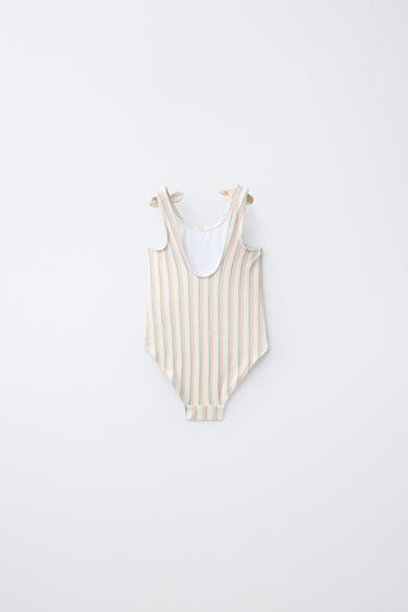 AGES 1-6 / TEXTURED STRIPED SWIMSUIT - Ecru by Zara - Image 1