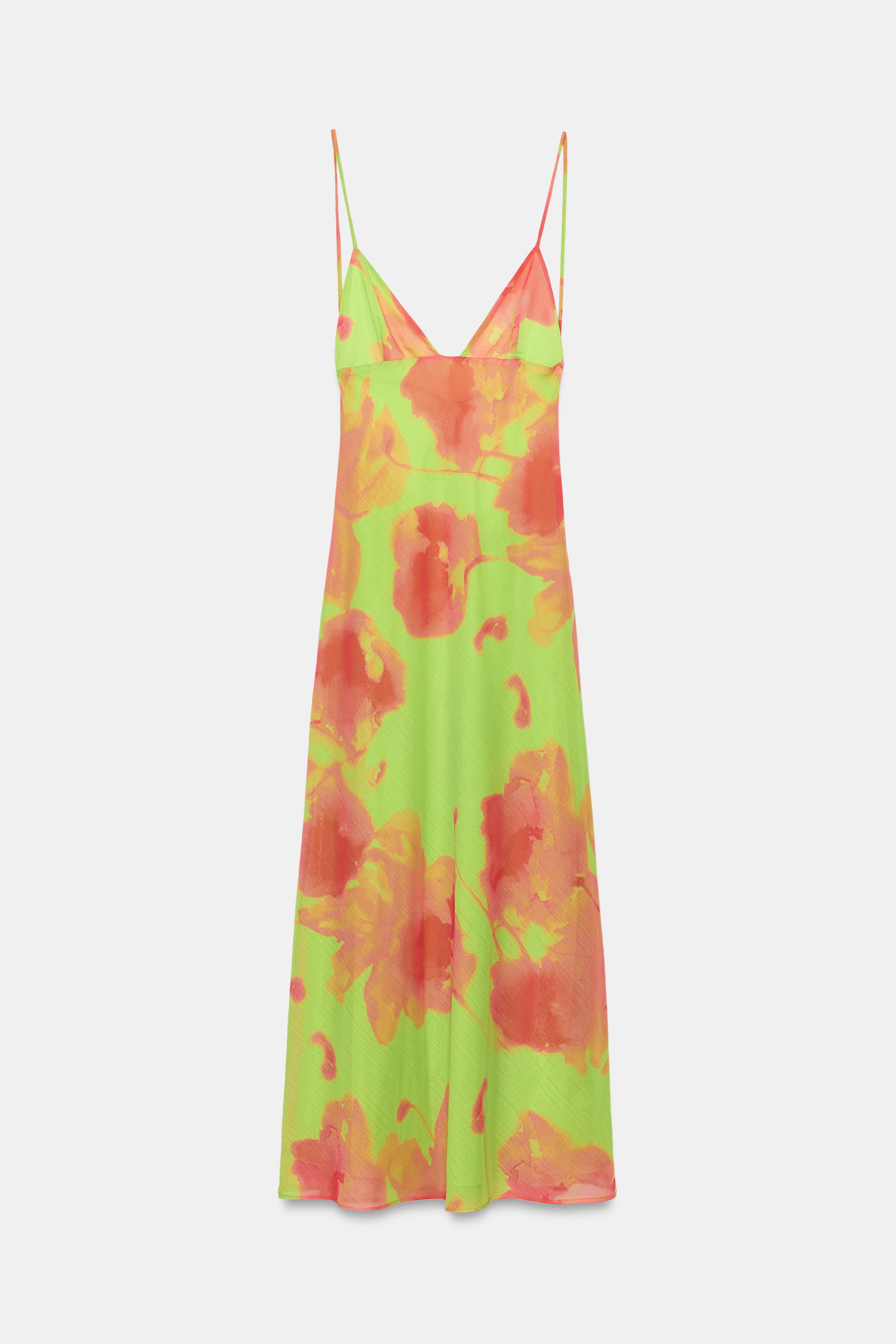 PRINTED STRAPPY MIDI DRESS