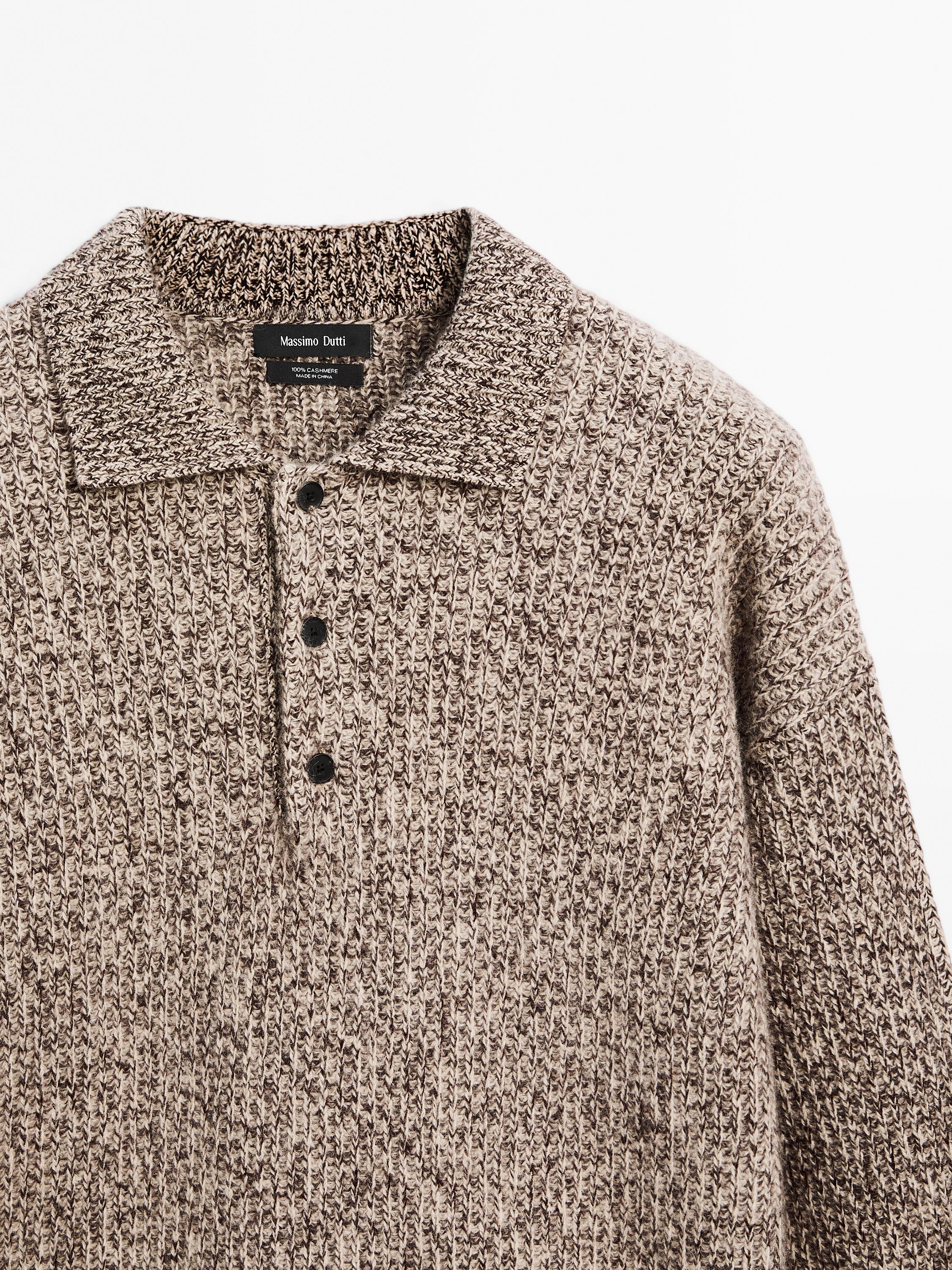 Pull polo en maille 100 % cachemire