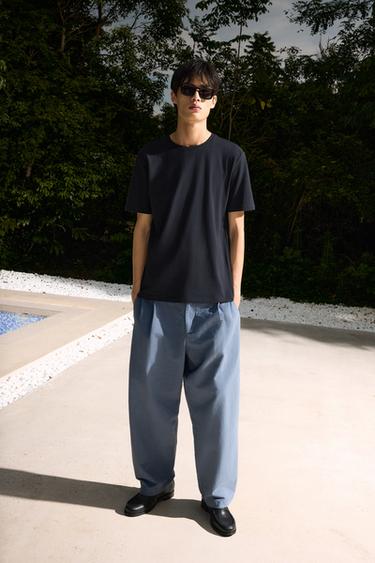 Zara 基本款修身版 T 恤 - 海藍色