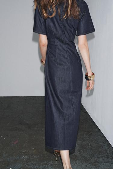 ROBE LONGUE EN DENIM ZW COLLECTION - Bleu de Zara - Image 2