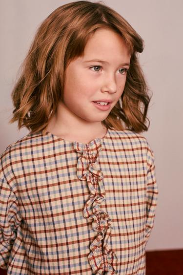 CHECK PRINT DRESS WITH RUFFLES CREATED BY CARAMEL LONDON X ZARA - Beige by Zara