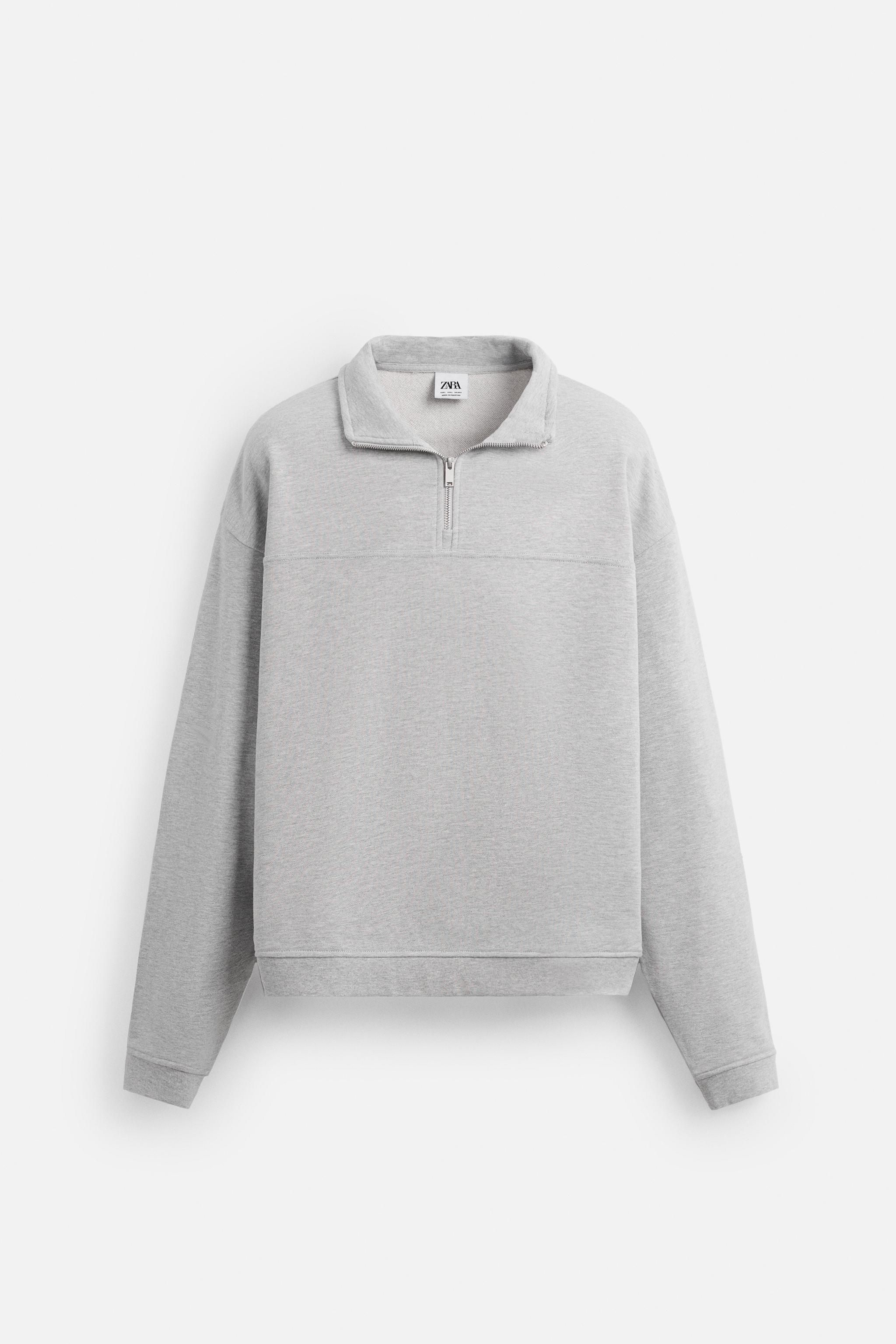 ジッパーネック スウェットシャツ - グレーマール | ZARA Japan