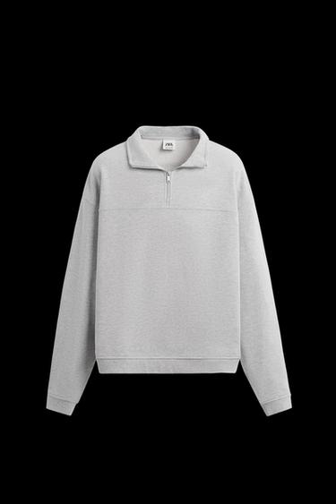 SUDADERA CUELLO CREMALLERA - Gris vigoré de Zara - Imagen 0