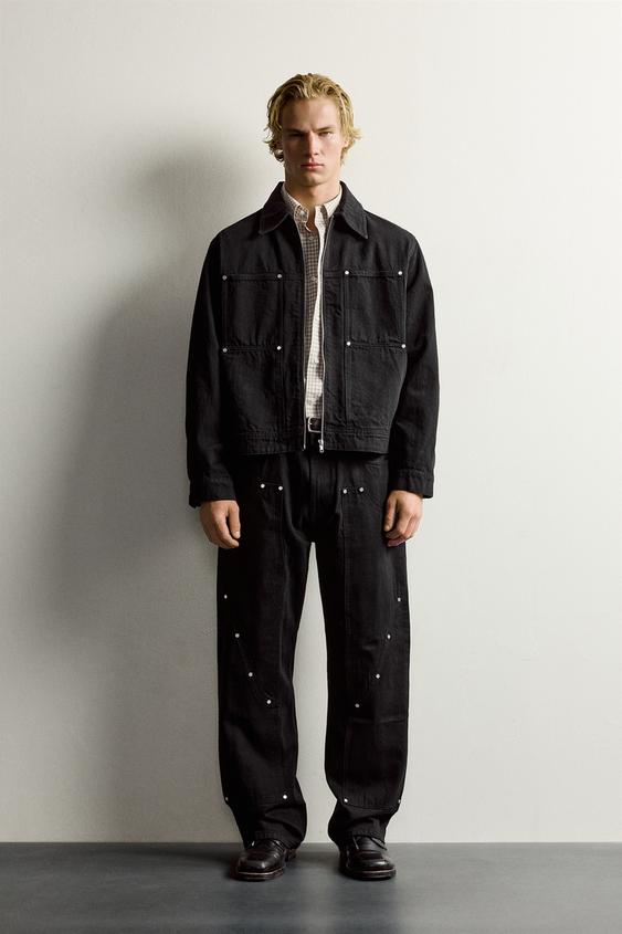 RELAXED FIT RIVET TROUSERS - Black by Zara - Image 0