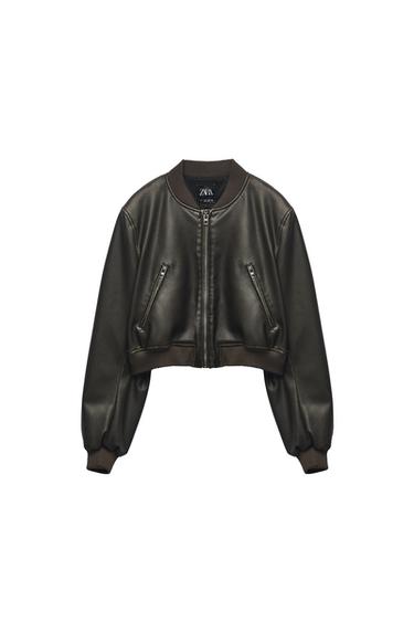 FAUX LEATHER BOMBER JACKET