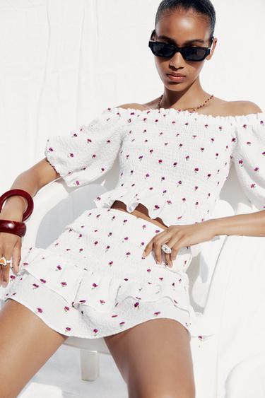 FLORAL PRINT MINI SKIRT - Pink / White by Zara - Image 3