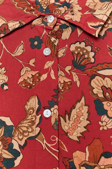 ZW COLLECTION PRINTED LONG SHIRT - Dark red by Zara - Image 6