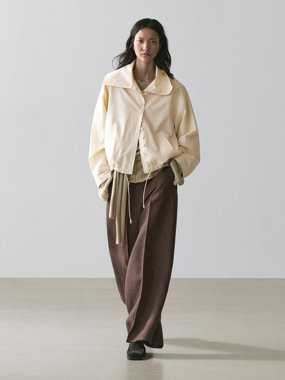 Flowing linen suit trousers