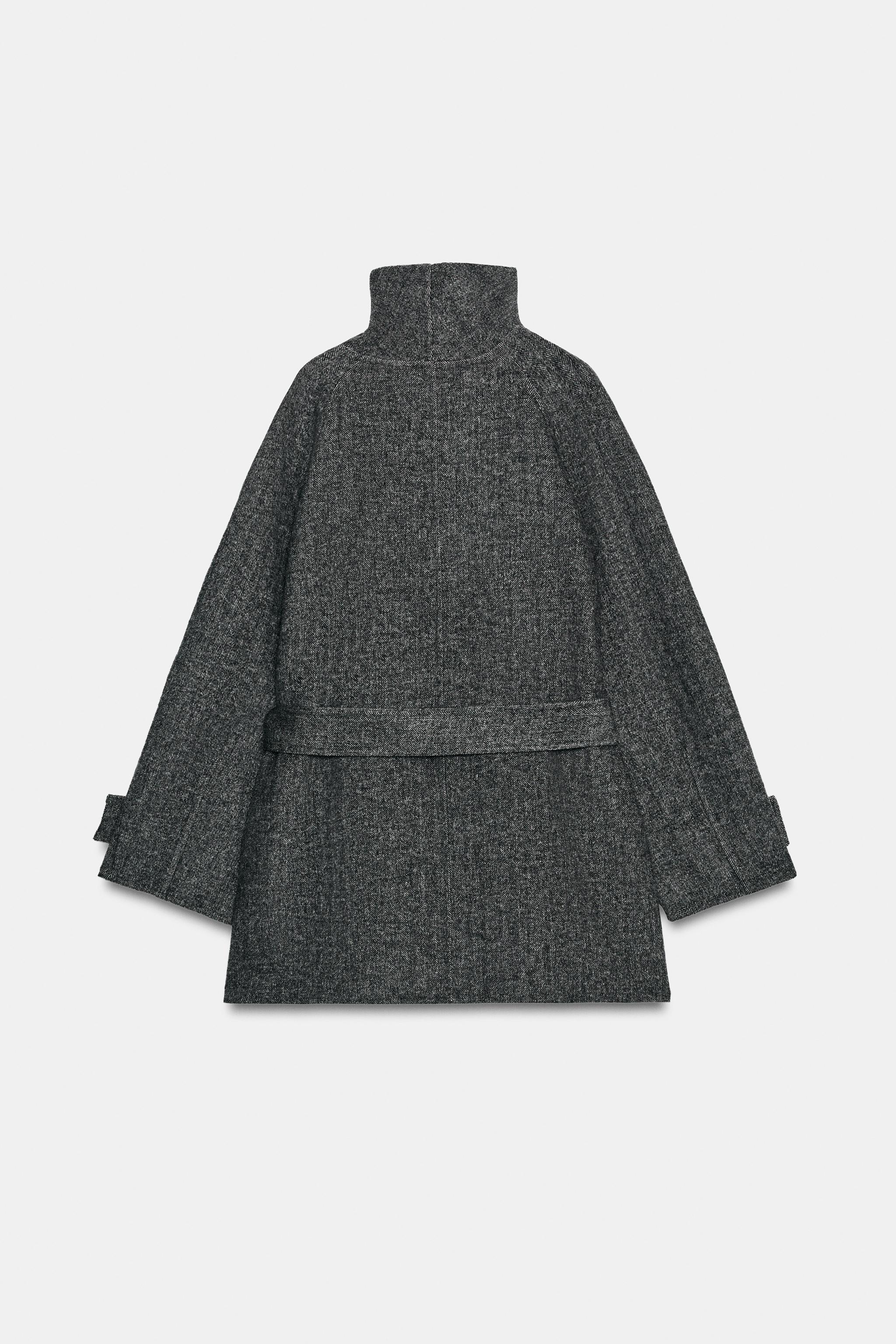 ウール混紡ベルト付きダブルブレストコート - ミンク | ZARA Japan / 日本