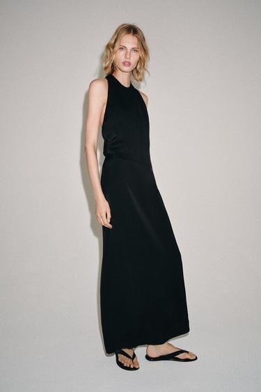 SATIJNACHTIGE JURK ZW COLLECTION - Zwart van Zara