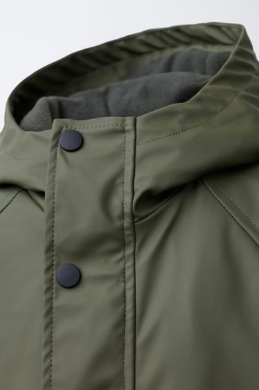 WATER-REPELLENT RUBBERISED PARKA - Khaki by Zara - Image 4