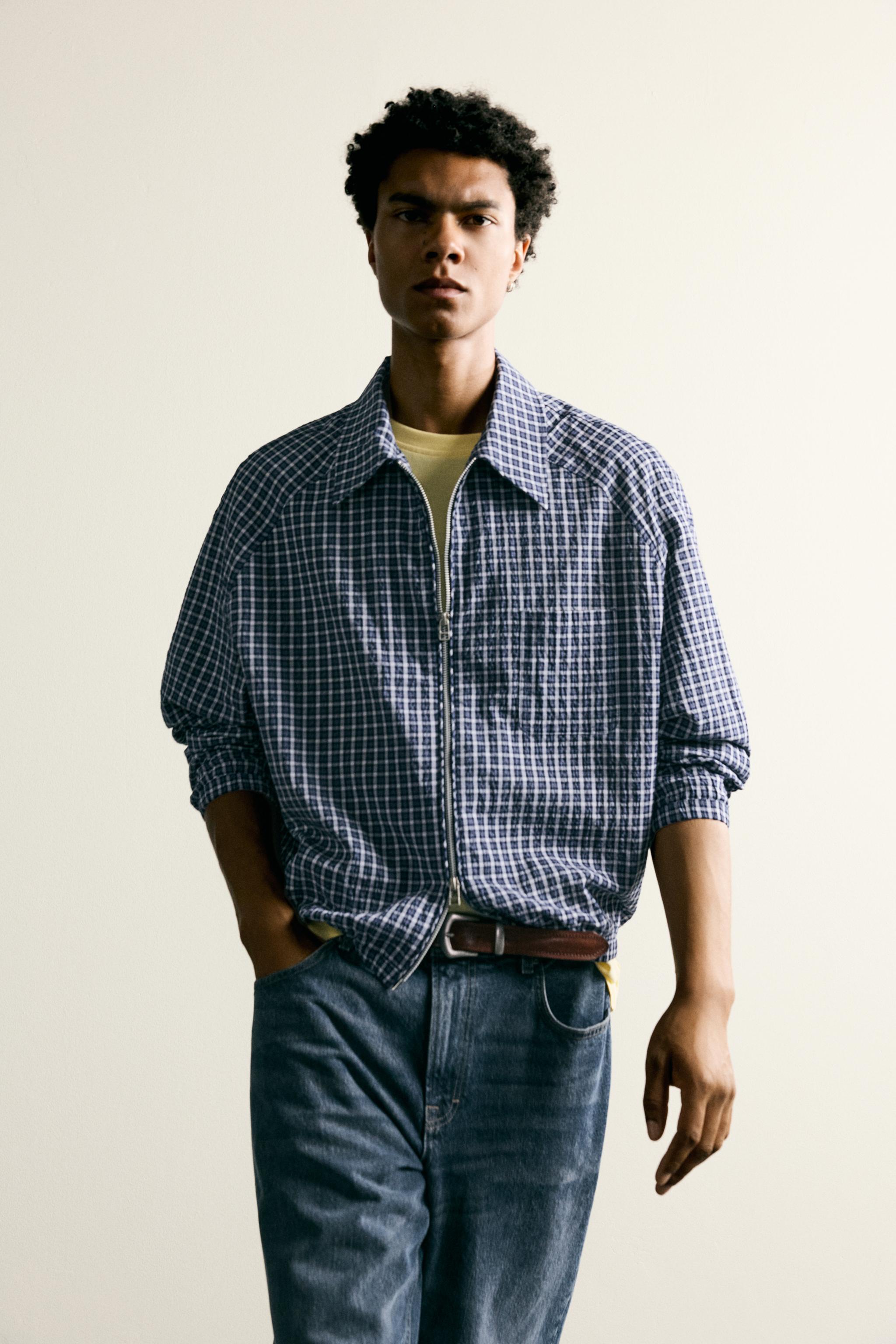 TEXTURED PLAID OVERSHIRT