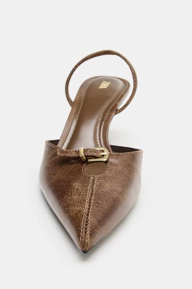 BUCKLED SLINGBACK SHOES - Brown by Zara