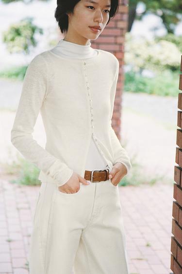 RUSTIC T-SHIRT WITH BUTTONS - Ecru by Zara