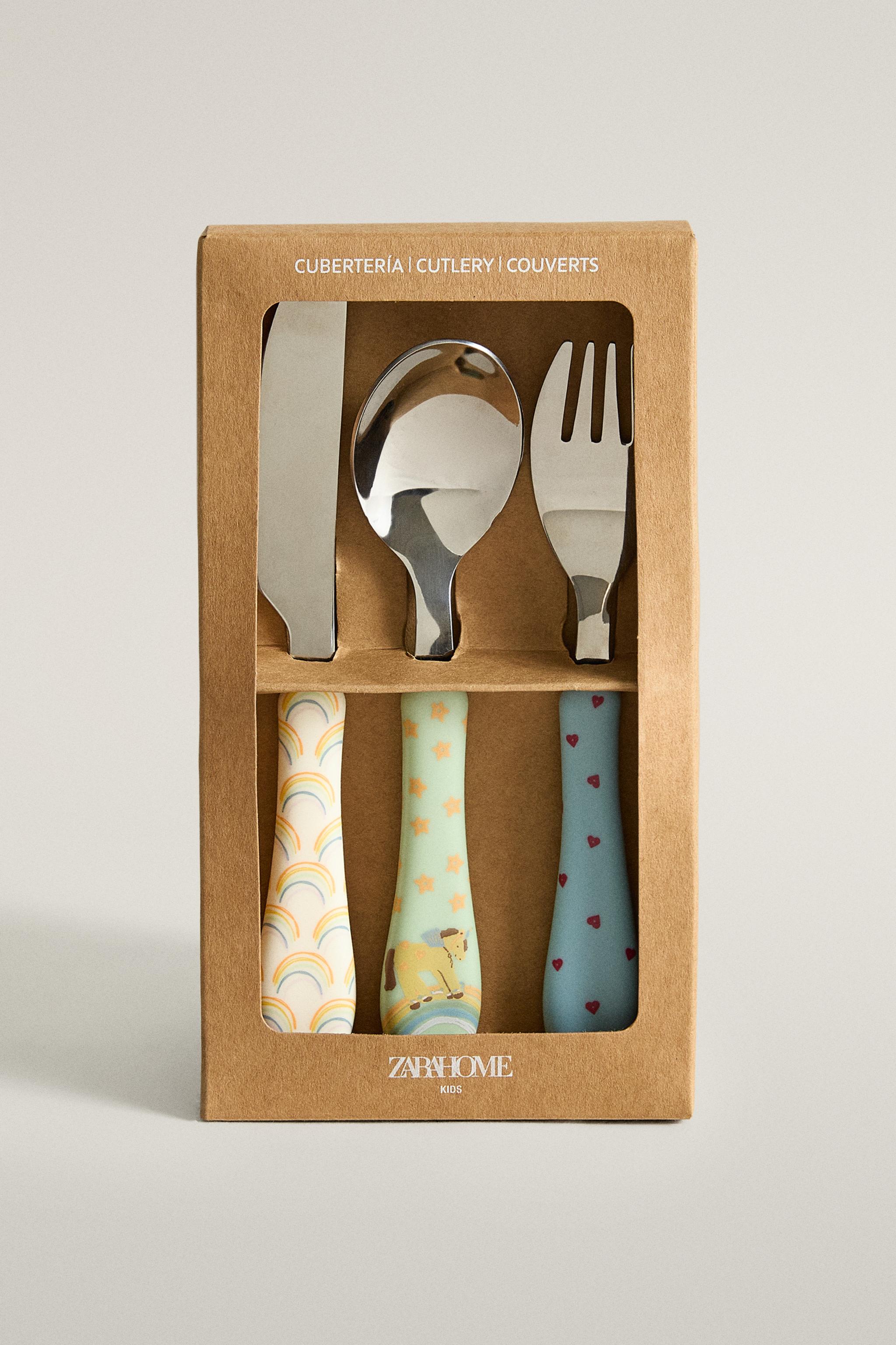 KIDS' RAINBOW, HEART AND STAR FLATWARE SET
