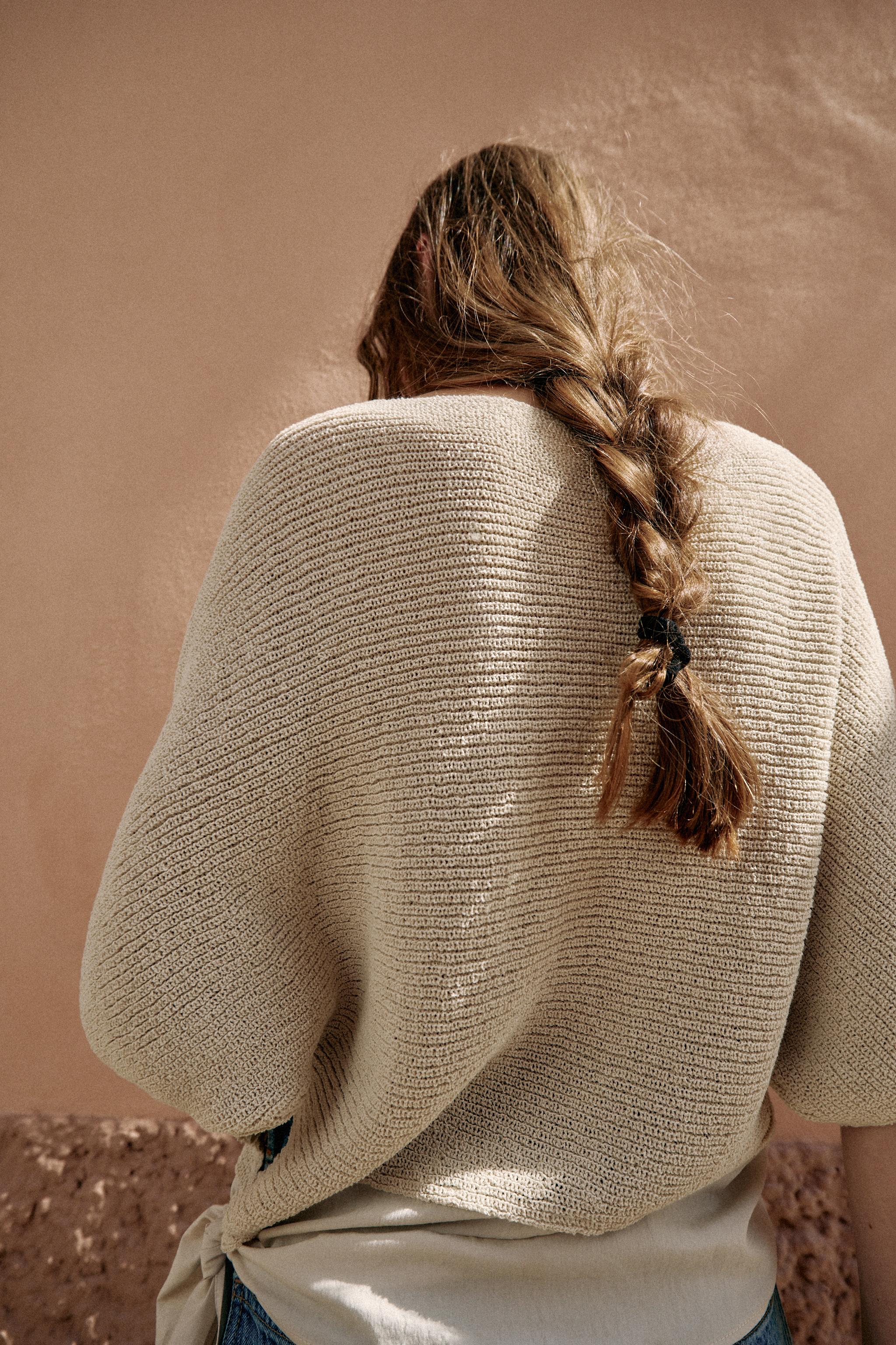 Женские свитеры Zara COMBINED KNIT TIE TOP — фото 3