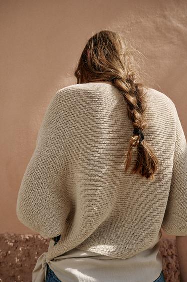 KNIT TOP WITH KNOT DETAIL - Light beige by Zara - Image 3