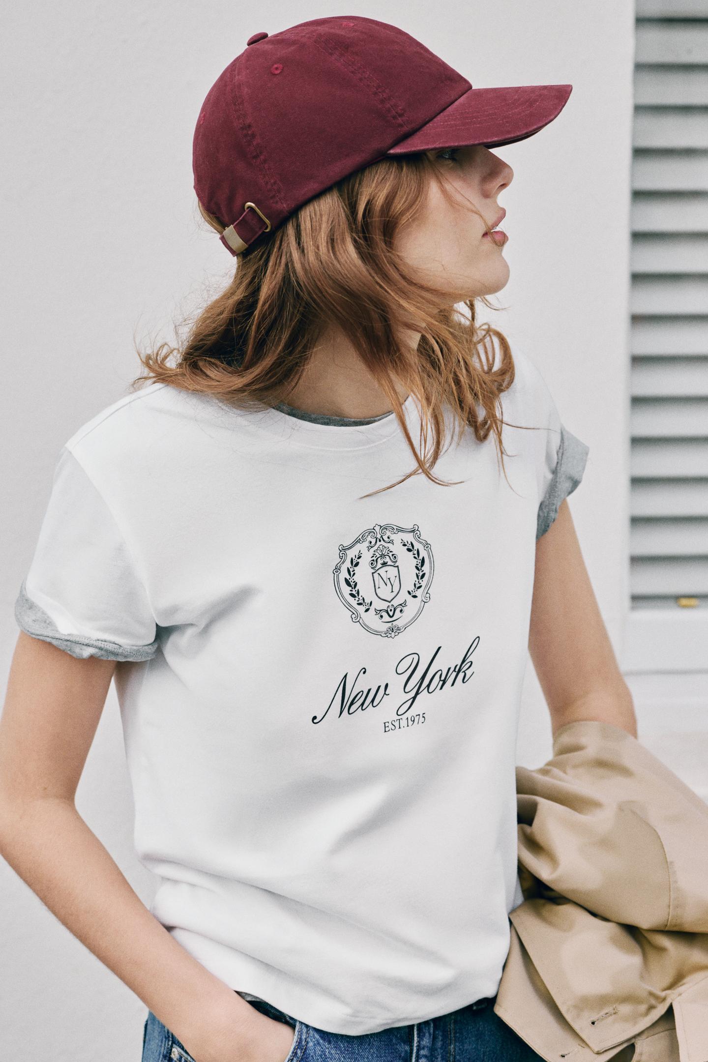 Женская футболка Zara New York, цвет: Белый — фото 3