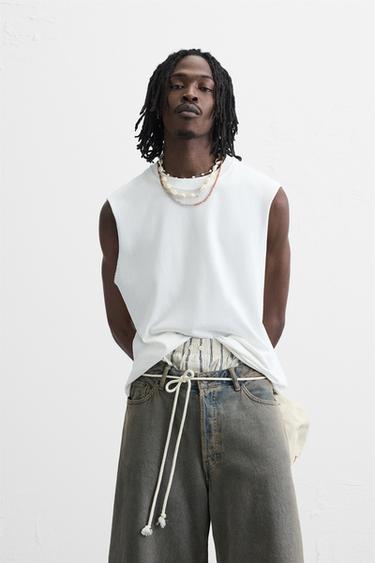 DÉBARDEUR EN MAILLE - Blanc de Zara - Image 1