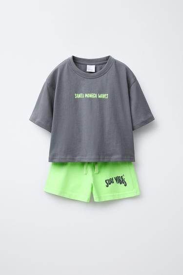 PRINTED T-SHIRT AND BERMUDA SHORTS SET - Lime by Zara - Image 0