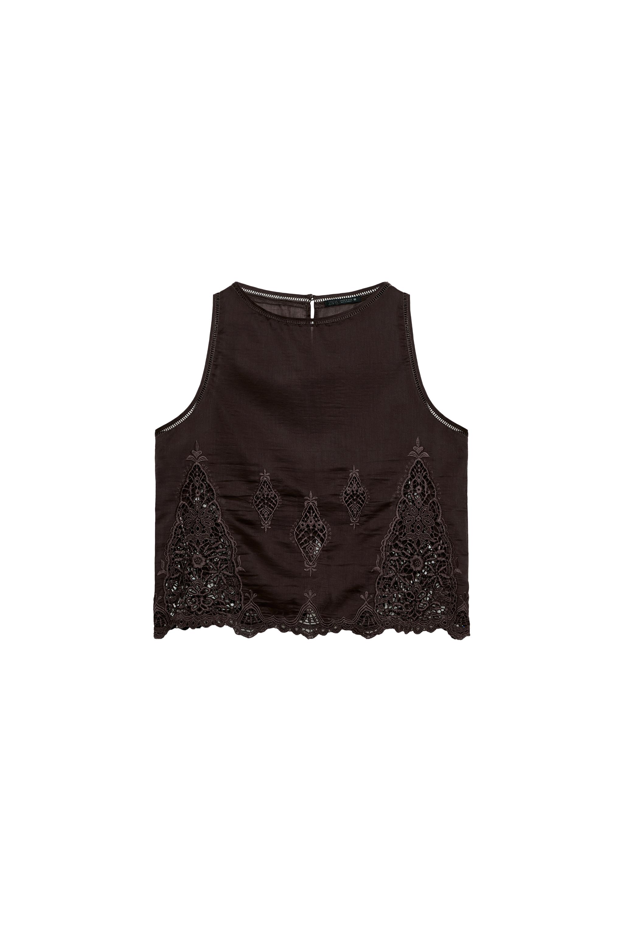 EMBROIDERED LACE INSERT TOP