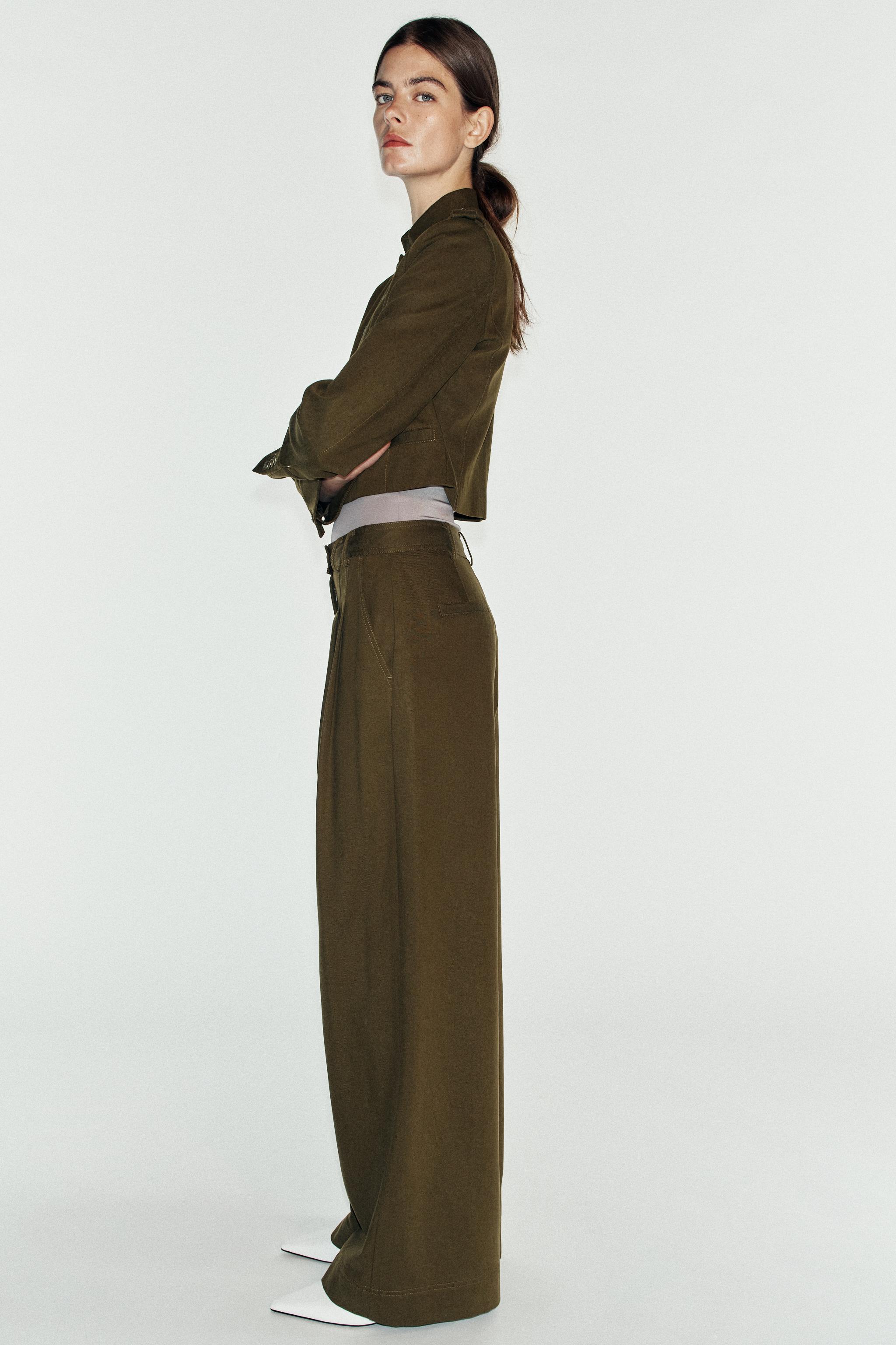 Женские брюки Zara WIDE-LEG PLEATED PANTS — фото 4