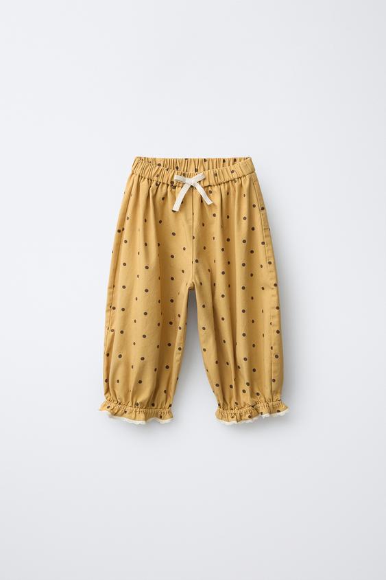 PANTALÓN BOMBACHO TOPOS - Amarillo de Zara - Imagen 0