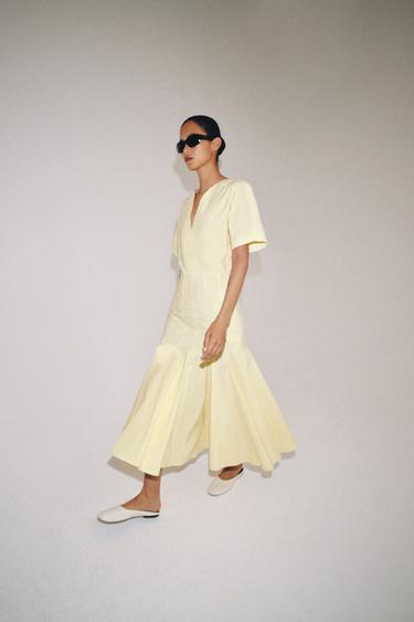 ROBE POPELINE ZW COLLECTION - Jaune clair de Zara - Image 4