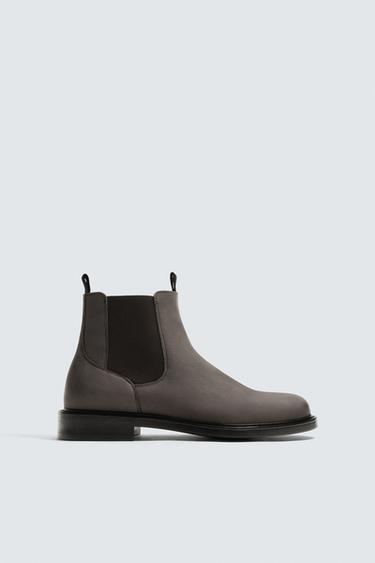 LEATHER CHELSEA BOOTS - Grey by Zara