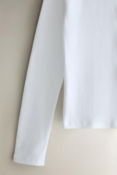 LONG SLEEVE T-SHIRT WITH BUTTONS - White by Zara - Image 2