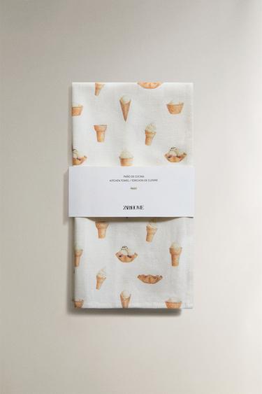 PACK OF ICE CREAM TEA TOWELS (PACK OF 2) - Yellow by Zara - Image 4