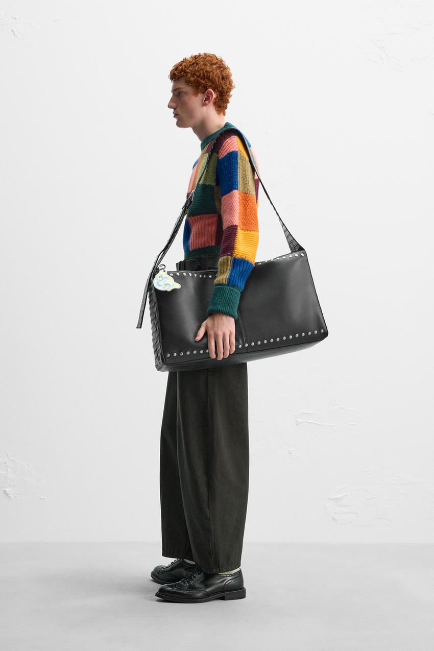 STUDDED LEATHER XL BAG X HARRY LAMBERT - Black | ZARA United States