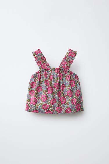 TOP ESTAMPADO FLORES MADE WITH LIBERTY FABRIC - Fúcsia da Zara