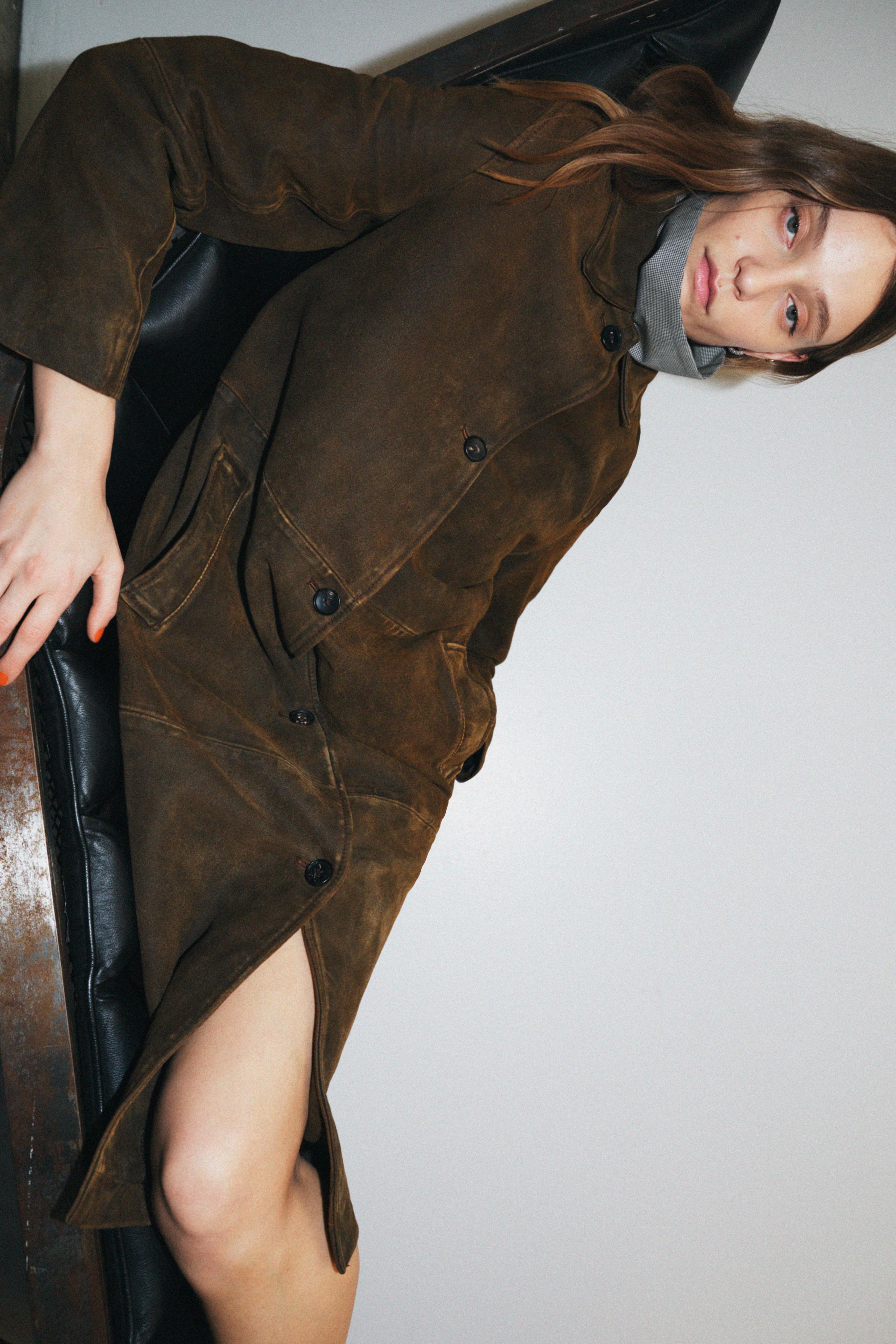 ZW COLLECTION 100% LEATHER LONG COAT