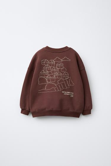 EMBROIDERED SLOGAN SWEATSHIRT - Brown by Zara