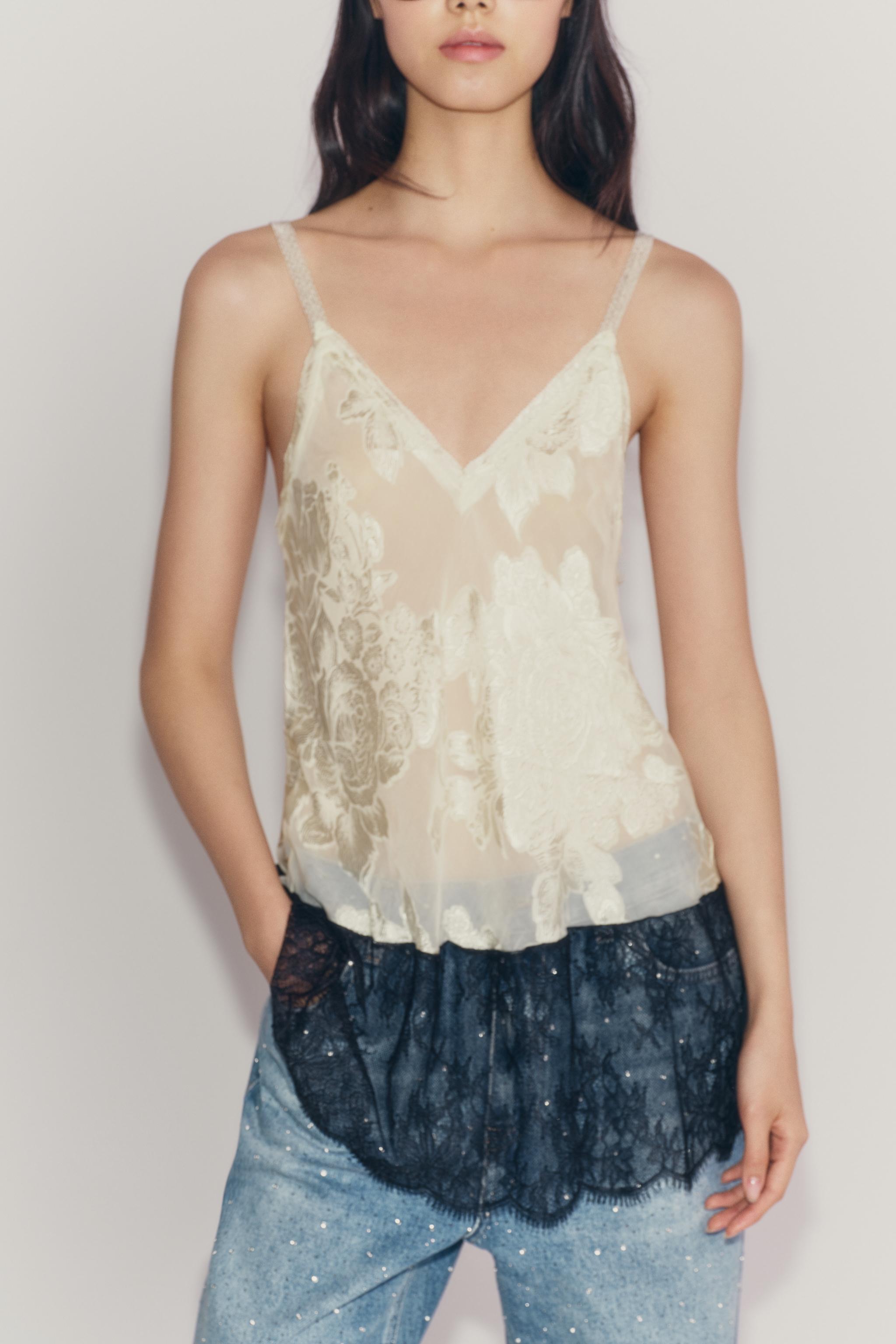 Женские рубашки Zara ZW COLLECTION SILK JACQUARD CAMI — фото 5