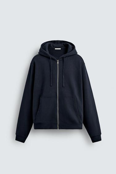 ZIP-UP HOODIE - Navy blue by Zara