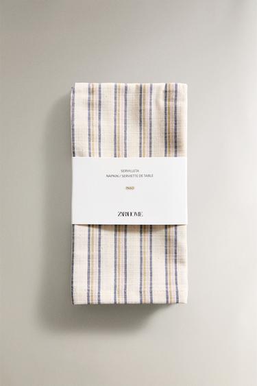 PACK OF DYED THREAD STRIPED NAPKINS - Blue by Zara - Image 4