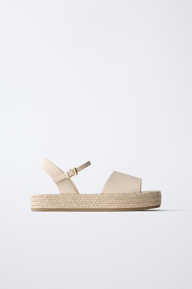 Zara JUTE SANDALS - Off White