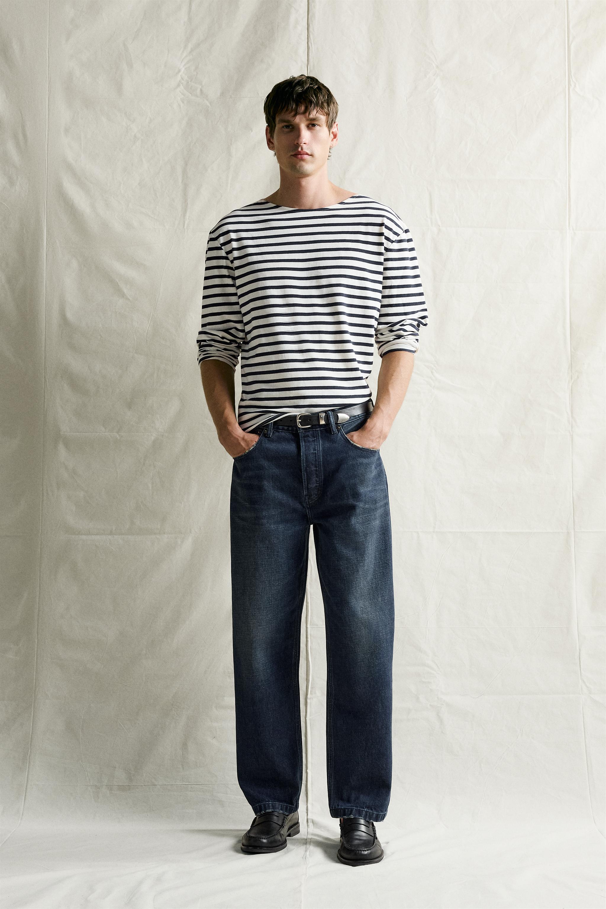 Мужские футболки Zara STRIPED JACQUARD RELAXED T-SHIRT