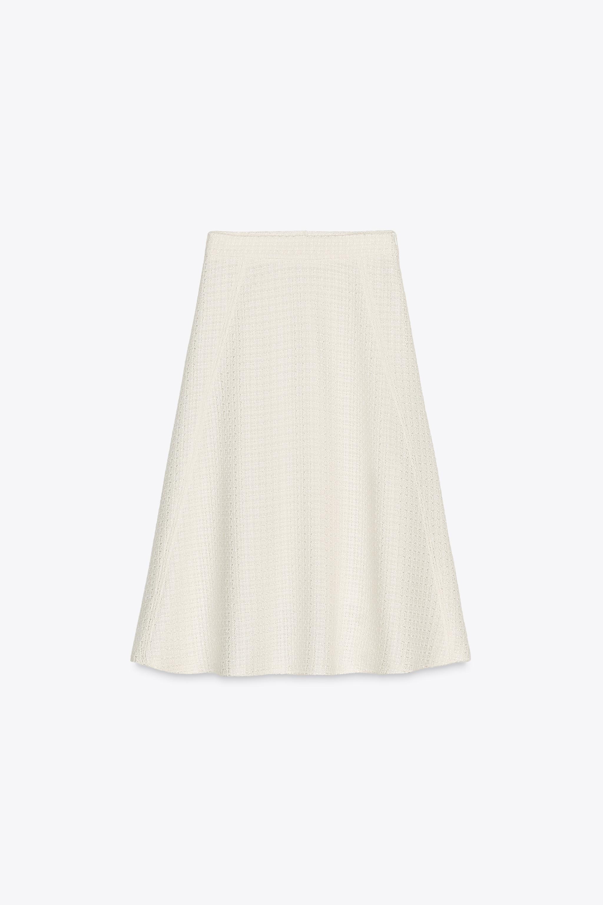 ZW COLLECTION TEXTURED FLARED SKIRT - Oyster-white | ZARA