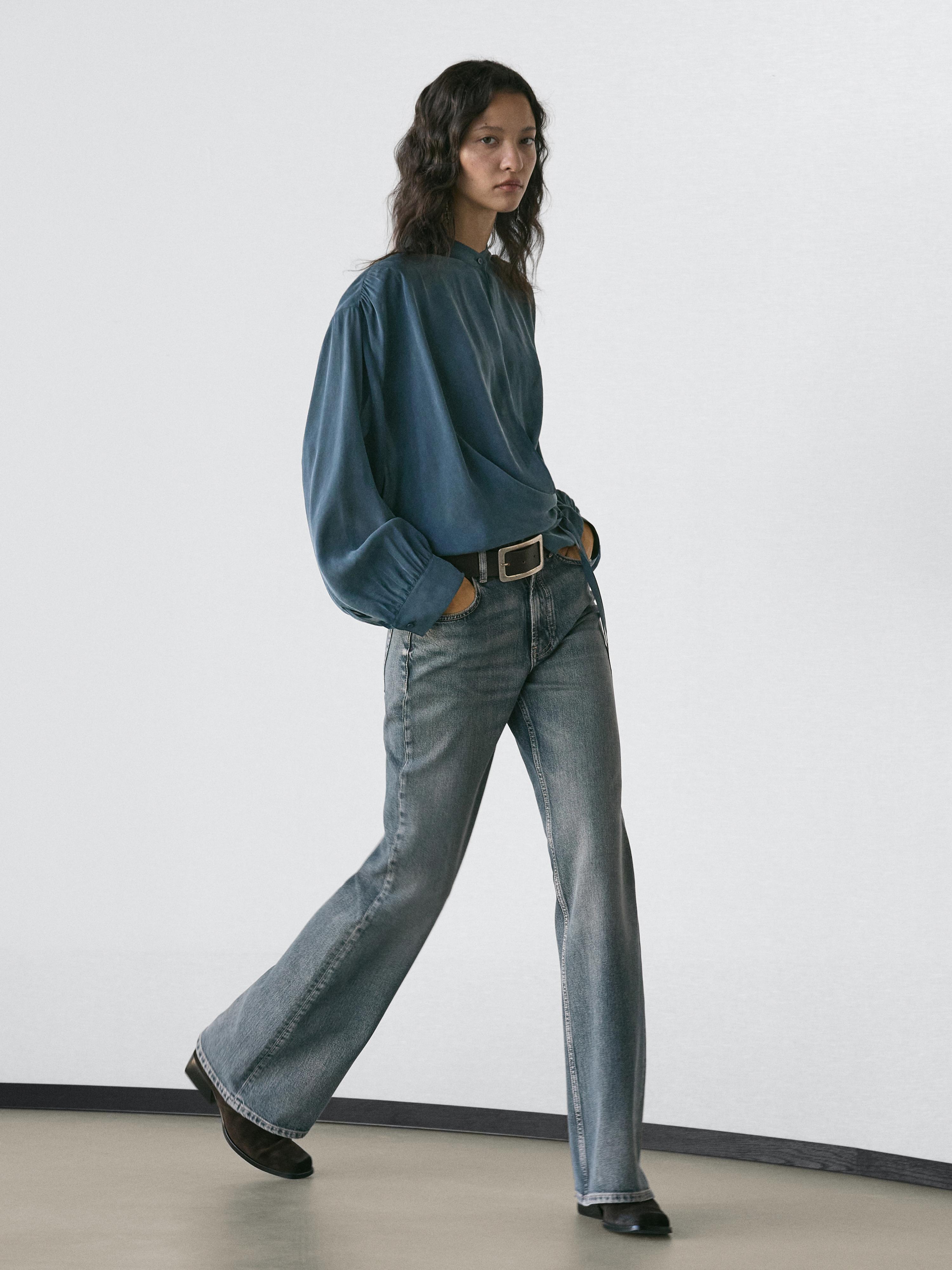 Flowing surplice blouse