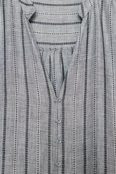 WOVEN STRIPED BLOUSE - Grey marl by Zara - Image 6