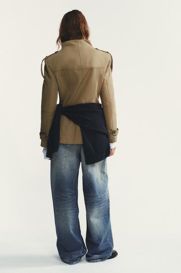 JACKET WITH SHOULDER TABS AND POCKETS - Light khaki by Zara - Image 5