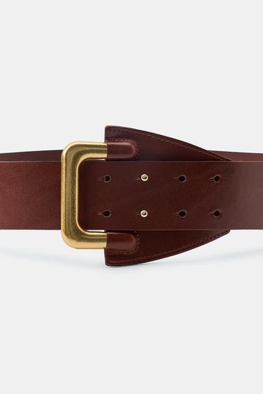 100% LEATHER BELT WITH PIN BUCKLE - Brown by Zara - Image 2